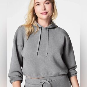Spanx Airessentials Cropped Hoodie Heather Gray Comfy Soft Pull-on Size S